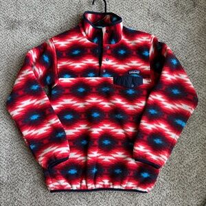 Patagonia Synchilla Pullover Fleece in Red and Blue Aztec Western Pattern